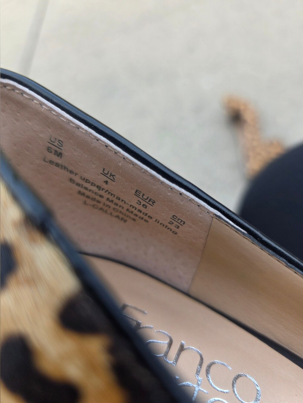 Franco Sarto Leopard Print Pointed Toe Block Heel Pumps - Tan/Black Women 6 - Picture 10 of 10